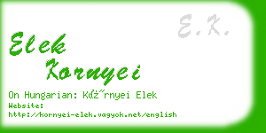 elek kornyei business card